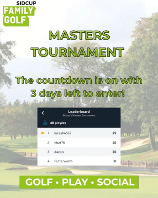 ⏳ 3 days to go!

Our Virtual Masters Tournament is nearly over… have you had your shot yet?

Augusta got you inspired? You might not be slipping on a Green Jacket… but a 4-ball with your friends this summer is definitely up for grabs

It’s only 9 holes, so why not pop down one evening this week ⛳️