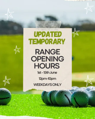 ⛳️ We will be adding one extra day to our planned delayed opening times.

Our final day of opening at 12pm will be Monday 15th June. Weekends will continue to open as usual.

We’d like to thank all of our customers for their patience while we work on some exciting new facilities and improvements here at Sidcup Family Golf.

We can’t wait to share what’s coming next! ⛳️